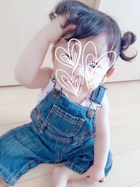 「OLD NAVY（オールドネイビー）のアイテム（サロペット/オーバーオール）」を使った、saさん（キッズ・70cm）の夏コーディネート
