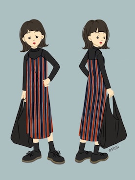 「PULL&BEAR（プルアンドベア）のアイテム（ワンピース/ドレス）」を使った、fishさん（レディース・157cm）の春コーディネート