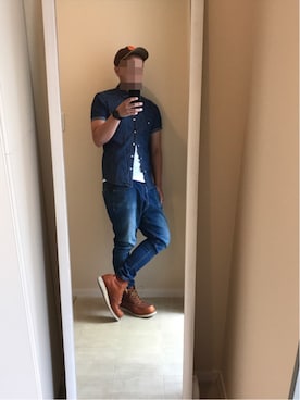 「BEAMS（ビームス）のアイテム（キャップ、ブラウン系）」を使った、supponさん（メンズ・167cm）の夏コーディネート