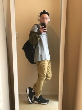 「Reebok（リーボック）のインスタポンプフューリー [INSTAPUMP FURY WOVEN]（スニーカー、ブラック系）」を使った、supponさん（メンズ・167cm）の冬コーディネート