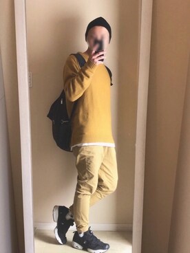 「Champion（チャンピオン）のショートレングスソックス（３Ｐ）（ソックス/靴下、ホワイト系）」を使った、supponさん（メンズ・167cm）の冬コーディネート