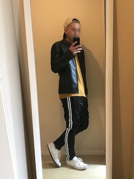 「CONVERSE（コンバース）のCONVERSE  コンバース LEATHER JACK PURCELL  レザージャックパーセル 32241230  WHITE（スニーカー、ホワイト系）」を使った、supponさん（メンズ・167cm）の冬コーディネート