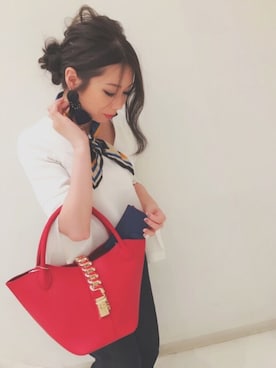 「マリン」｜「アイテム（スラックス）」を使った、Ⓜ︎🅰Ⓜ︎ℹ︎さん（レディース・159cm）の春コーディネート