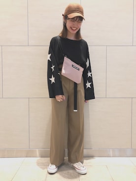 「CONVERSE TOKYO（コンバーストウキョウ）のアイテム（キャップ）」を使った、risaさん（レディース・162cm）の秋コーディネート