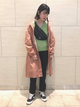 「CONVERSE TOKYO（コンバーストウキョウ）のアイテム（ノーカラージャケット）」を使った、risaさん（レディース・162cm）の冬コーディネート