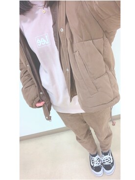 「RAY CASSIN（レイカズン）のアイテム（ダウンジャケット/コート）」を使った、ひまわりさん（レディース・155cm）の冬コーディネート