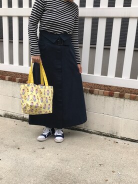 「WC（ダブル シー）のアイテム（トートバッグ）」を使った、さき2626さん（レディース・156cm）の春コーディネート