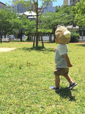 「1歳5ヶ月」｜「アイテム（ハンチング/ベレー帽）」を使った、aoさん（キッズ・80cm）の春コーディネート