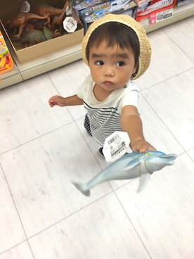 「麦わらベレー帽」｜aoさん（キッズ・80cm）の夏コーディネート