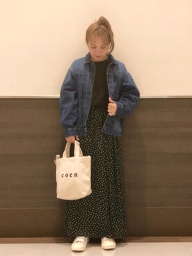 「USAコットン」｜「アイテム（デニムジャケット）」を使った、ろどりーさん（レディース・149cm）の春コーディネート