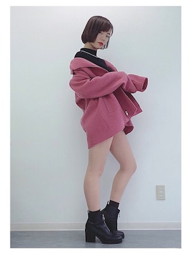 「ピンクコート」｜「アイテム（トレンチコート）」を使った、河合美咲さん（レディース・164cm）の秋コーディネート