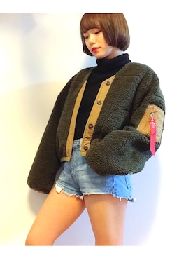 「Alpha Industries（アルファインダストリーズ）のアイテム（ブルゾン）」を使った、河合美咲さん（レディース・164cm）の冬コーディネート