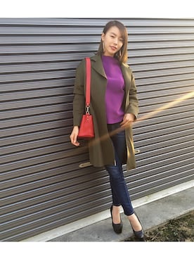 「秋のブラウンスタイル」｜「アイテム（チェスターコート）」を使った、河合美咲さん（レディース・164cm）の秋コーディネート