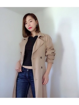 「RETRO GIRL（レトロガール）のアイテム（トレンチコート）」を使った、河合美咲さん（レディース・164cm）の秋コーディネート