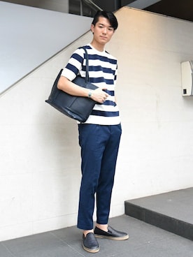 「SHIPS（シップス）のアイテム（スリッポン）」を使った、坂本さん（メンズ・180cm）の夏コーディネート