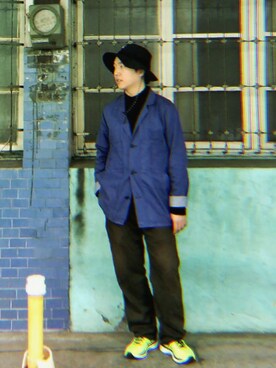 「POLeR（ポーラー）のアイテム（ハット）」を使った、浩さん（メンズ・170cm）の春コーディネート