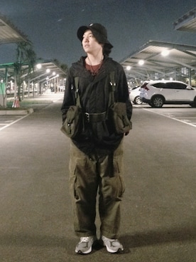 「POLeR（ポーラー）のアイテム（ハット）」を使った、浩さん（メンズ・170cm）の冬コーディネート