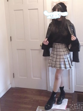 「MANGO（マンゴ）のアイテム（ライダースジャケット）」を使った、あいりさん（レディース・155cm）の秋コーディネート
