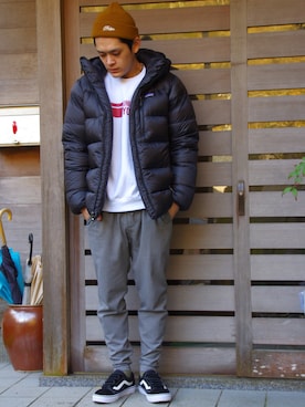 「FAT(エフエイティー)のアイテム(帽子)」を使った、らんさん(メンズ・171cm)の冬コーディネート