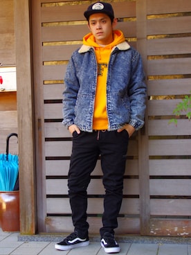 「CLUCT（クラクト）のアイテム（キャップ）」を使った、らんさん（メンズ・171cm）の冬コーディネート