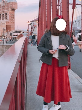 「earth music&ecology（アースミュージックアンドエコロジー）のアイテム（ダッフルコート）」を使った、Riho Kojimaさん（レディース・148cm）の冬コーディネート