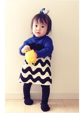 「nino（ニノ）のアイテム（ニット/セーター、ブルー系）」を使った、ⳮeRiⳮさん（レディース・155cm）の冬コーディネート