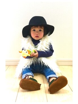 「apres les cours（アプレレクール）のアイテム（トップス、ブルー系）」を使った、ⳮeRiⳮさん（レディース・155cm）の冬コーディネート