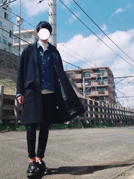 「SENSE OF PLACE by URBAN RESEARCH（センスオブプレイスバイアーバンリサーチ）の-A-ハイネックリップルT（Tシャツ/カットソー、ホワイト系）」を使った、yukiさん（メンズ・175cm）の春コーディネート