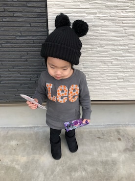 「StompStamp（ストンプスタンプ）のアイテム（トップス）」を使った、hikariさん（キッズ・90cm）の冬コーディネート