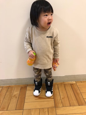 「こども ビームス（コドモビームス）のアイテム（ブーツ）」を使った、hikariさん（キッズ・90cm）の冬コーディネート