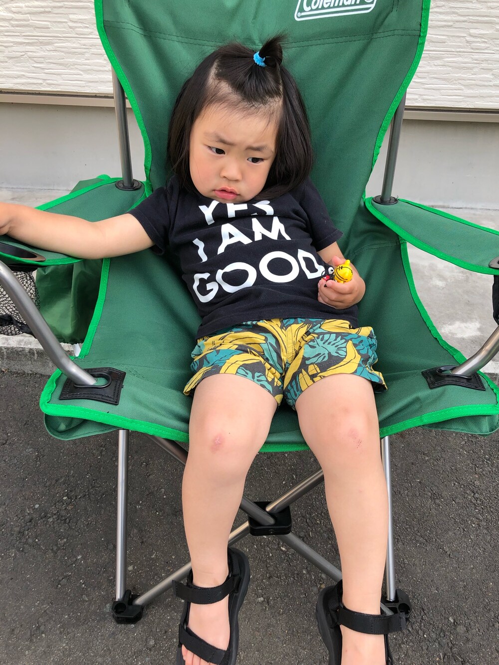 「男の子、カジュアルコーデ、休日スタイル、Tシャツ、3歳、テバ、デビロック、バーベキュー」｜「devirockのアイテム（その他パンツ、その他）」を使った、hikariさん（キッズ・90cm）の春コーディネートの1枚目の写真
