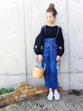 「スプリングSENSEOFPLACE」｜「アイテム（オールインワン・サロペット）」を使った、syoko.riiinさん（レディース・162cm）の冬コーディネート