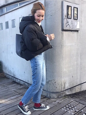 「ハイウエストストレートジーンズ」｜syoko.riiinさん（レディース・162cm）の冬コーディネート