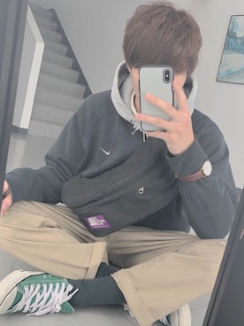 「Daniel Wellington（ダニエルウェリントン）の【Daniel Wellington】レザーバンド３６ＭＭ（アナログ腕時計）」を使った、ひよさん（メンズ・175cm）の冬コーディネート