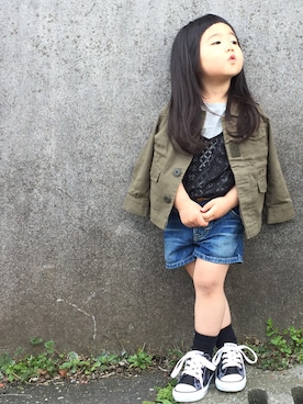 「キャミソール」｜hanamenさん（キッズ・80cm）の春コーディネート
