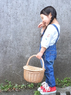 「green label relaxing（グリーンレーベルリラクシング）のアイテム（オールインワン・サロペット）」を使った、hanamenさん（キッズ・90cm）の夏コーディネート