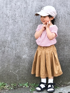 「Lee（リー）のアイテム（Tシャツ/カットソー）」を使った、hanamenさん（キッズ・90cm）の夏コーディネート