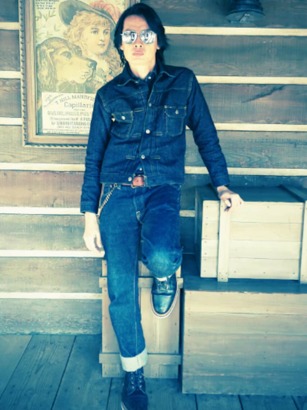 「nativesons、samuraijeans、trickers」｜「SAMURAI JEANSのアイテム（デニムジャケット、ブルー系）」を使った、Nicholasさん（メンズ・185cm）の夏コーディネートの1枚目の写真