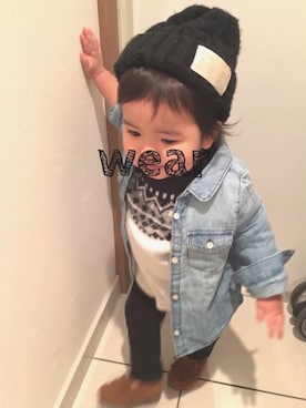 「babygap」｜「アイテム（モカシン/デッキシューズ）」を使った、しずさん（キッズ・70cm）の冬コーディネート