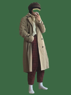 「白ニット」｜「アイテム（トレンチコート）」を使った、NOAさん（レディース・156cm）の冬コーディネート