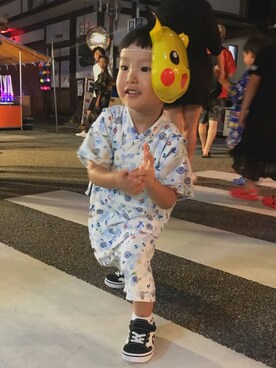 「no brand（ノーブランド）のアイテム（浴衣）」を使った、RENさん（キッズ・90cm）の夏コーディネート