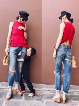 「DEICY（デイシー）のアイテム（キャップ）」を使った、微博@chirldrensdayさん（レディース・174cm）の夏コーディネート