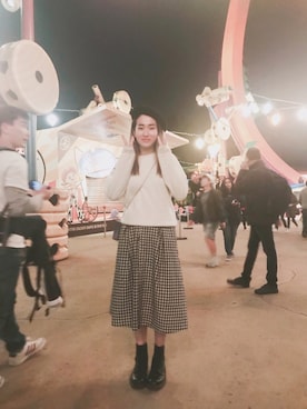 「MONKI（モンキ）のアイテム（帽子）」を使った、Renmy さん（レディース・160cm）の冬コーディネート