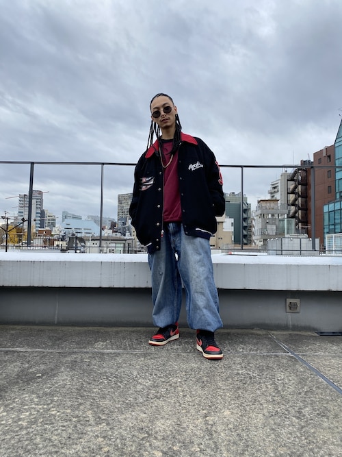 ROCA WEAR スタジャン　ロカウェア　赤　スタジャン ROCAWEAR ロカウェア タグ付 スタジャン レッド ホワイト ロゴ