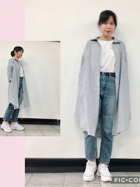 「アイテム（シャツワンピース、シルバー系）」を使った、ydpさん（レディース・161cm）の冬コーディネート