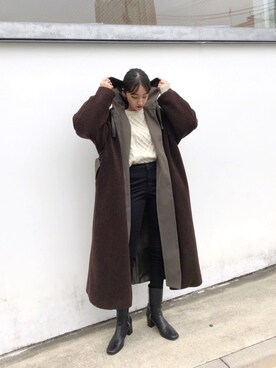 「CLANE（クラネ）のアイテム（モッズコート）」を使った、梅本 絵理さん（レディース・158cm）の秋コーディネート
