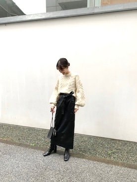 「CLANE（クラネ）のアイテム（ブーツ）」を使った、梅本 絵理さん（レディース・158cm）の秋コーディネート