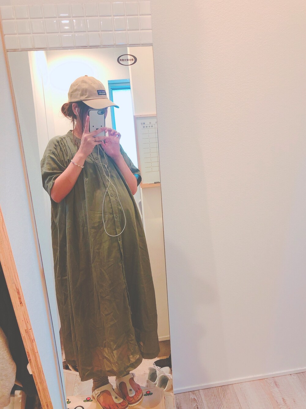 「妊婦コーデ、マタニティコーデ、ビルケンシュトック、パタゴニア、マキシワンピ」｜「Samansa Mos2のアイテム（ワンピース、その他）」を使った、pokoさん（レディース・161cm）の夏コーディネートの1枚目の写真