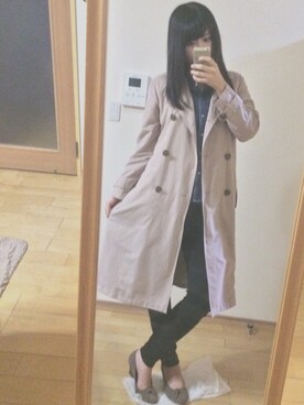 「rps（アールピーエス）のアイテム（トレンチコート）」を使った、みずまるさん（レディース・166cm）の春コーディネート