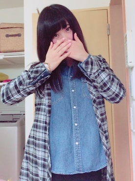 「シャツオンシャツ」｜みずまるさん（レディース・166cm）の春コーディネート